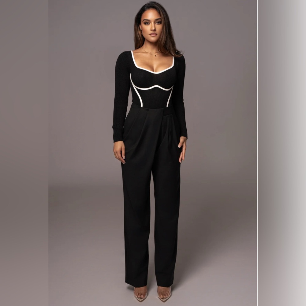 JLUXLABEL Black Asymmetrical Draped Trousers – Size S, NWT